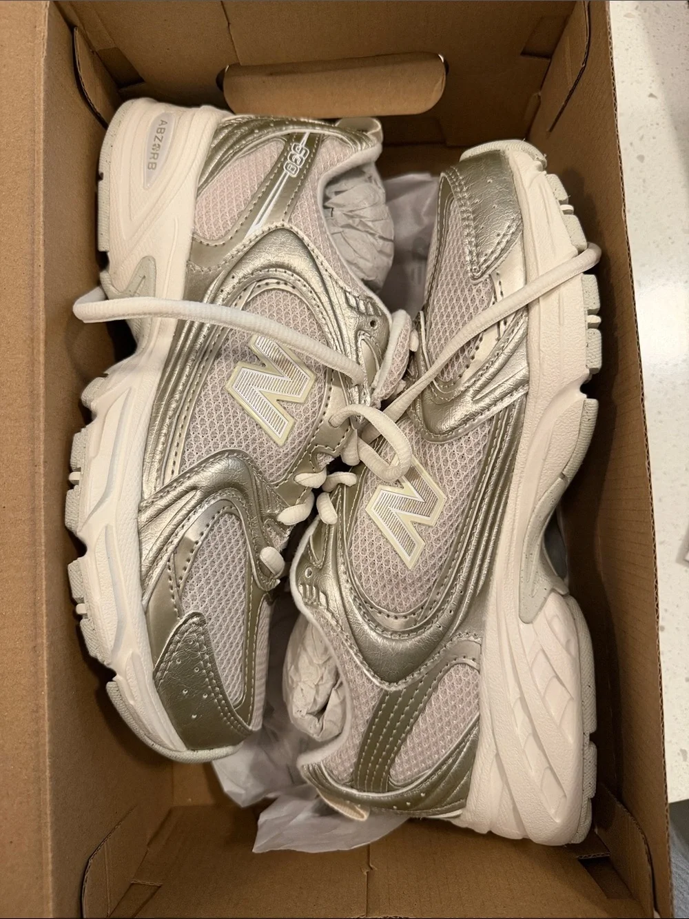 New Balance 530 Women's Metallic Beige/Nude Running Sneakers